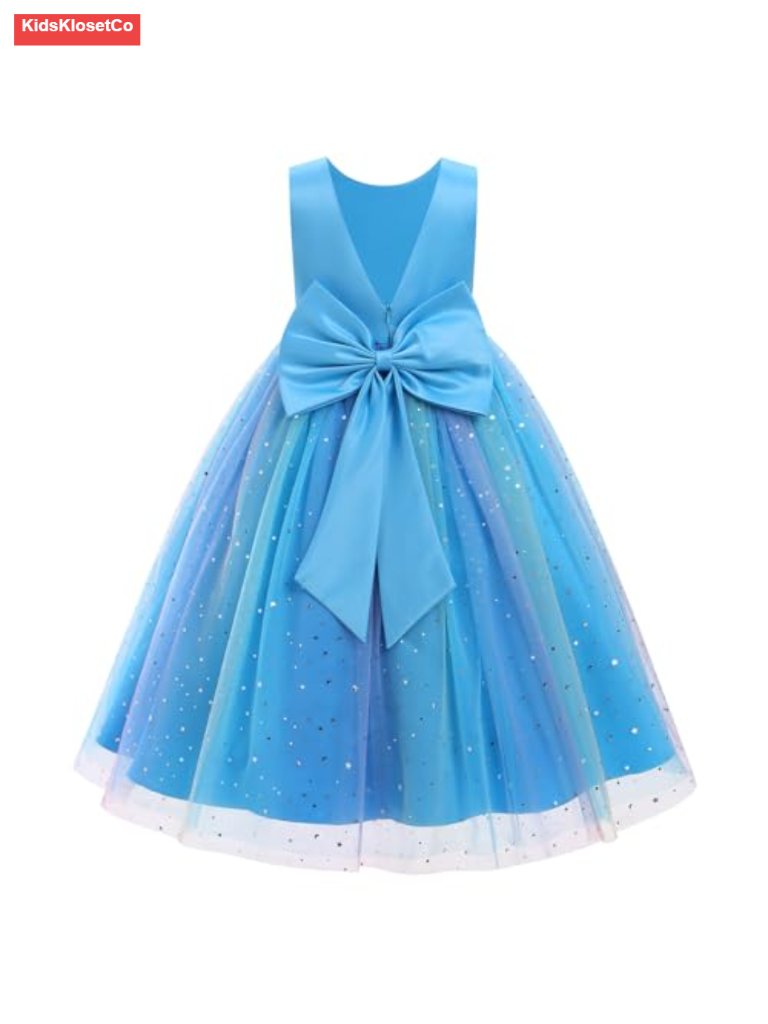 Girls Sequin Dress Sparkly Tulle Formal Party Pageant Flower Wedding Gown